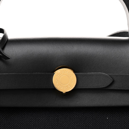 Hermes Military Toile Vache Hunter Herbag Zip Retourne 31 PM Black 9 of 11
