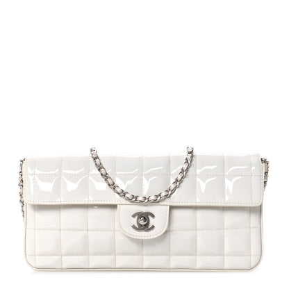 Chanel Patent Quilted East West Chocolate Bar Flap White 1 of 12