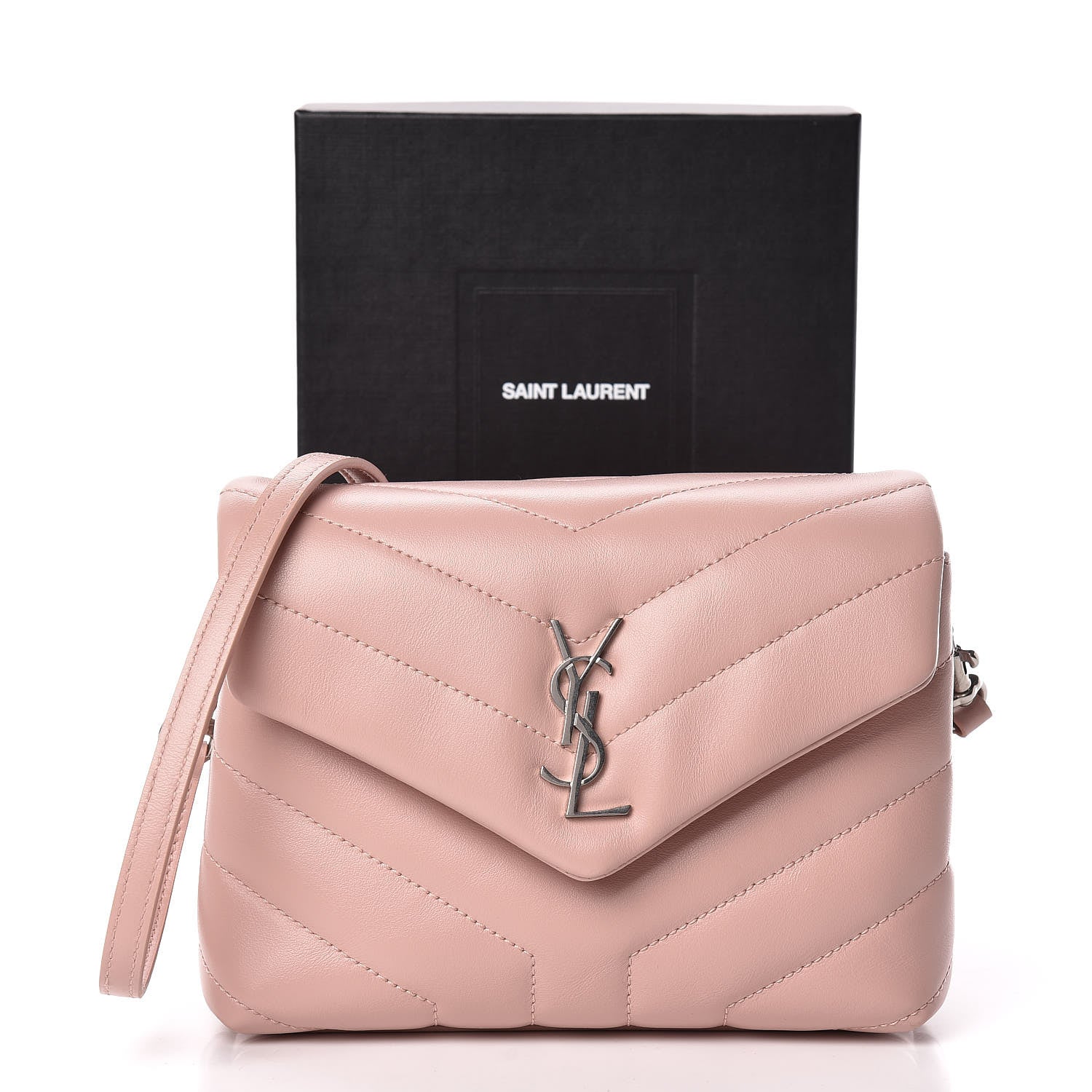 Saint Laurent Calfskin Y Quilted Monogram Toy Loulou Crossbody Bag Tender Pink 12 of 12