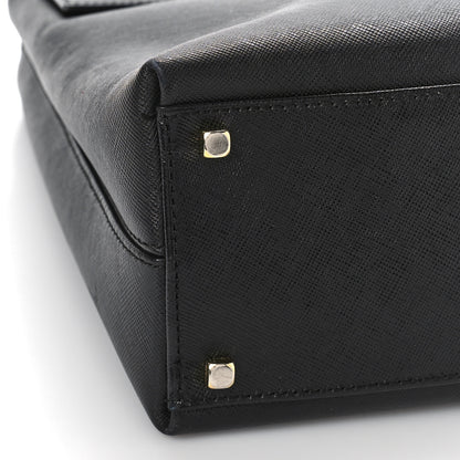 Salvatore Ferragamo Hammered Calfskin Iconic Large Top Handle Bag Black 7 of 8