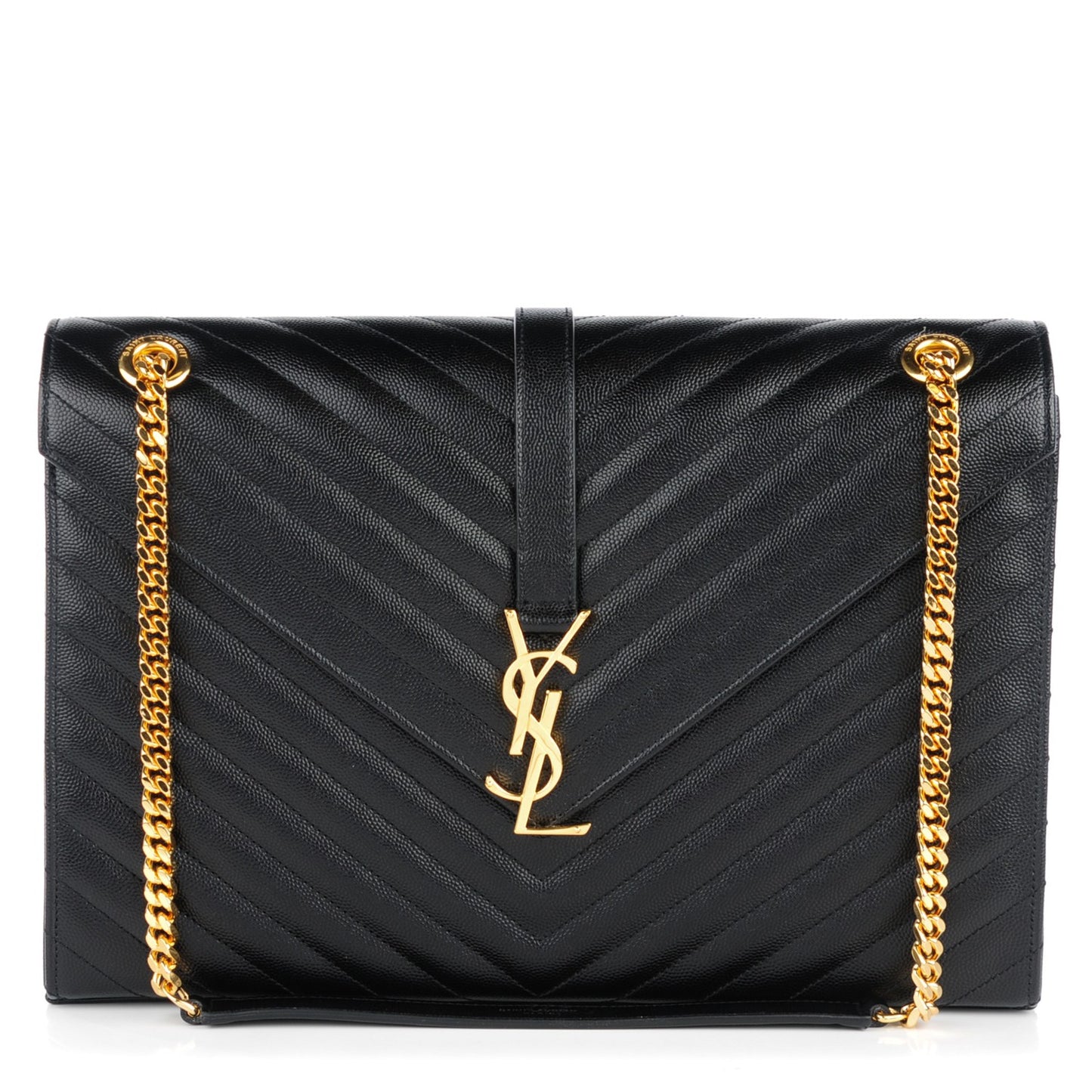 Grain De Poudre Matelasse Chevron Large Monogram Satchel Black