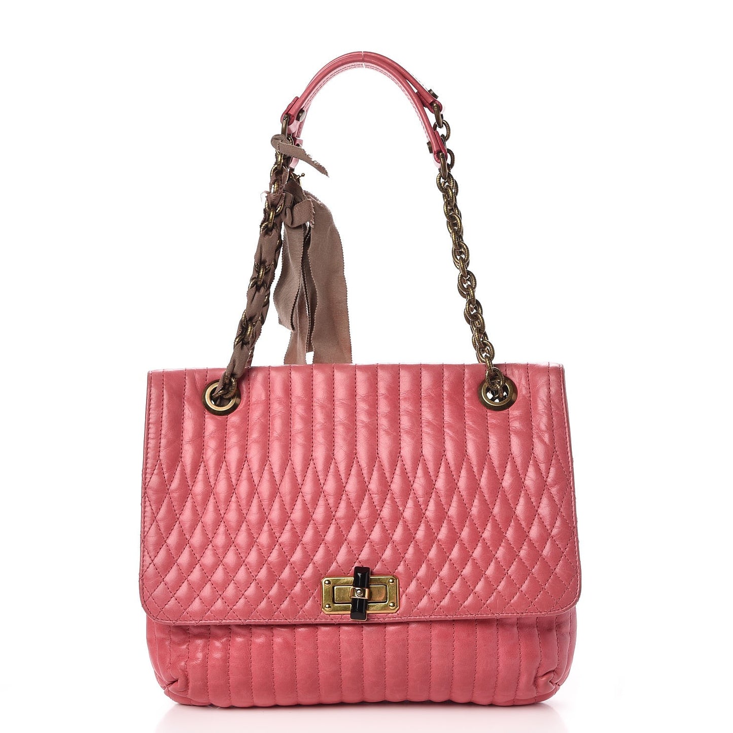 Calfskin Quilted Large Happy Shoulder Bag Rose