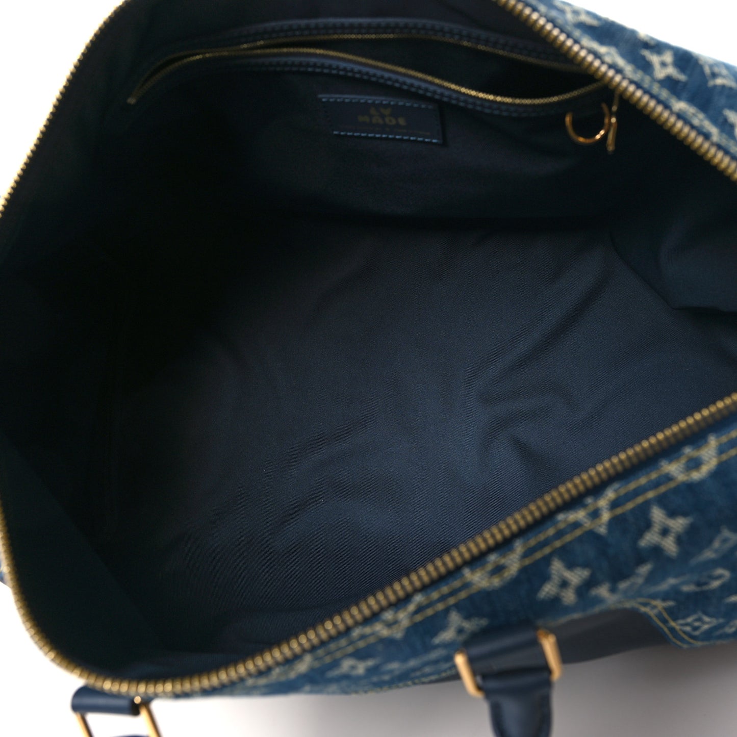 X NIGO Taurillon Monogram Denim Drip Keepall Bandouliere 50 Blue