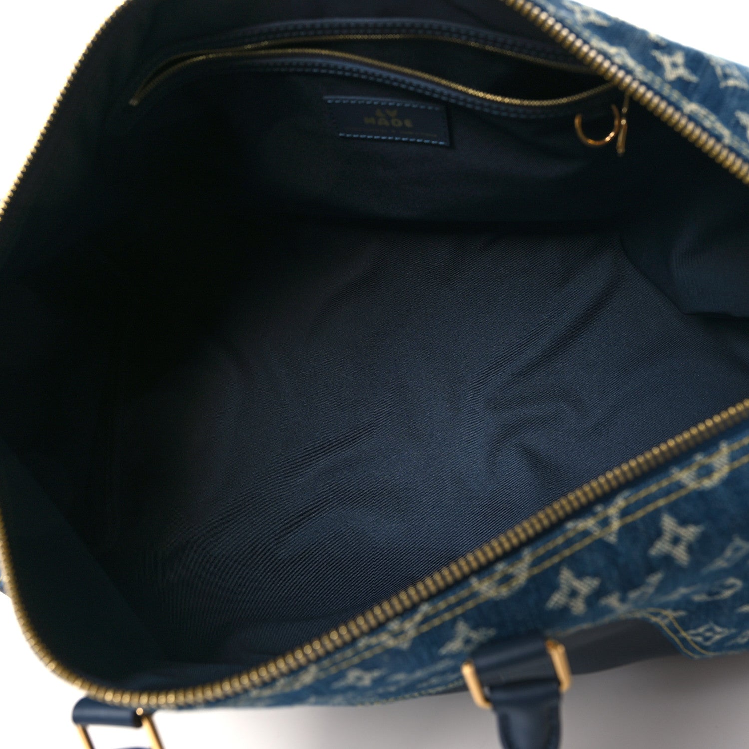 Louis Vuitton X NIGO Taurillon Monogram Denim Drip Keepall Bandouliere 50 Blue 4 of 10