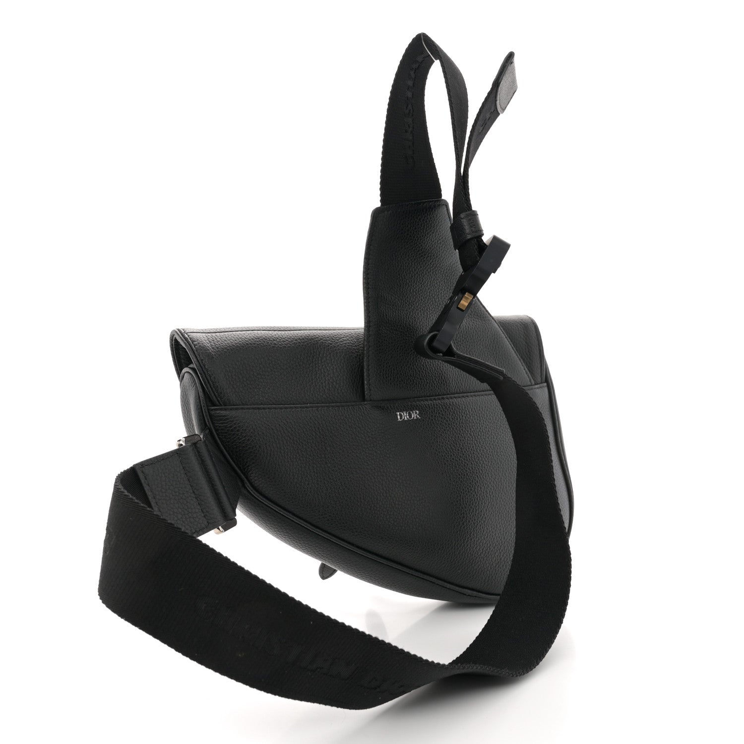 Christian Dior Grained Calfskin Mens Saddle Bag Black 3 of 13