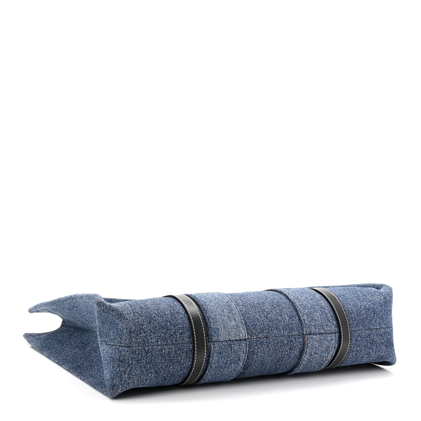 Denim Calfskin Large Woody Ribbon Tote  Blue