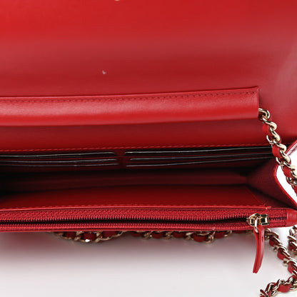 Chanel Caviar Camellia Embossed Wallet On Chain WOC Red 5 of 11