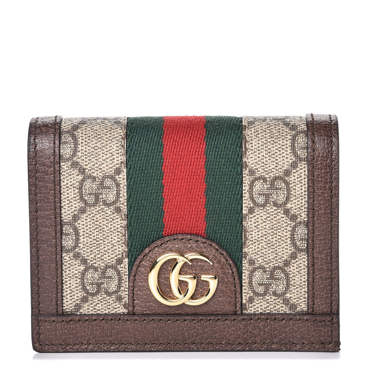 Gucci GG Supreme Monogram Web Ophidia Card Case Beige New Acero 1 of 12