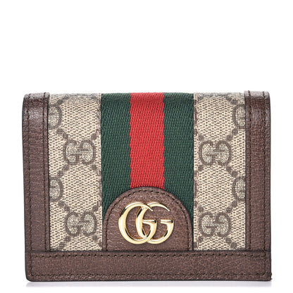 Gucci GG Supreme Monogram Web Ophidia Card Case Beige New Acero 1 of 12