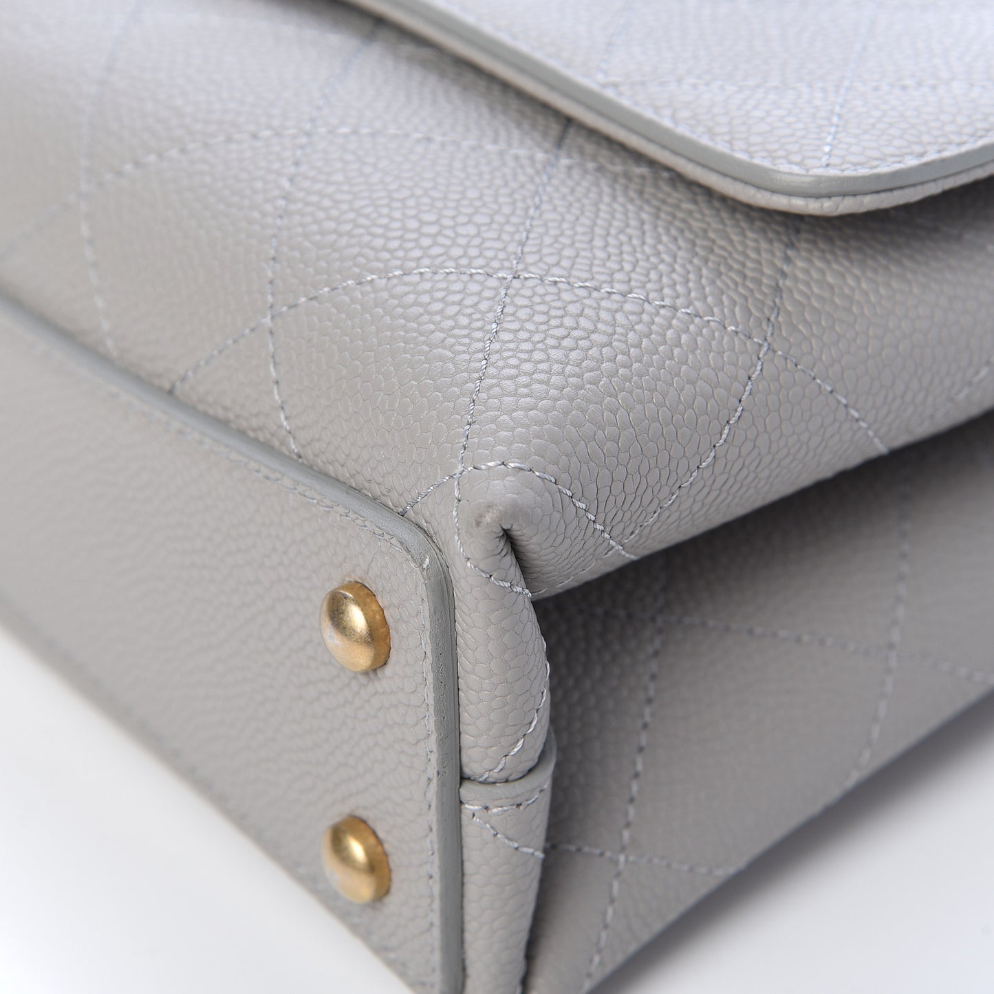 Grained Calfskin Small Stitched Flap Grey