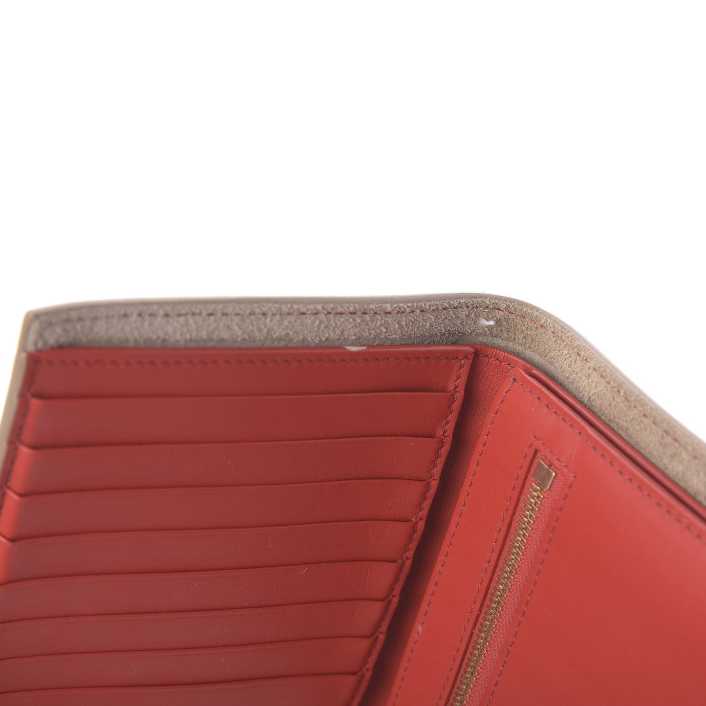 Grained Calfskin Large Multifunction Strap Wallet Pop Red Chalk