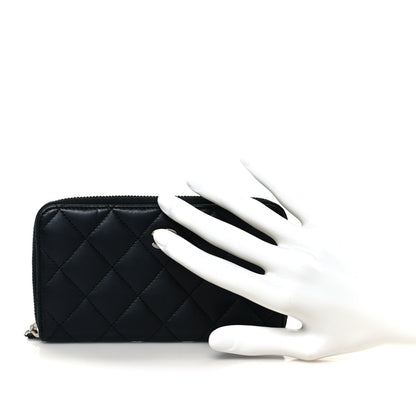 Chanel Lambskin Quilted Medium Zip Around Wallet Black 2 of 9