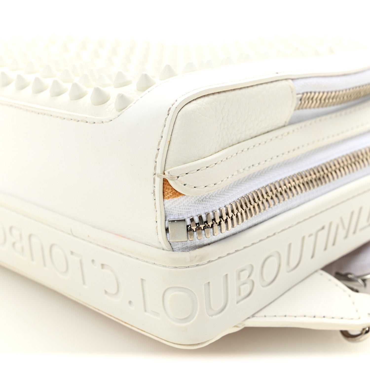 Christian Louboutin Calfskin Mens Loubifunk Spiked Bag White 11 of 12