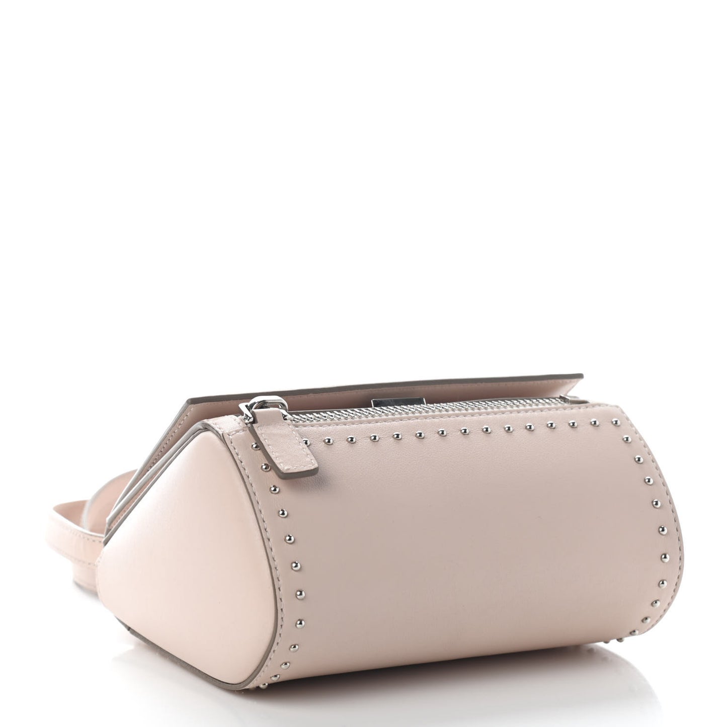 Calfskin Studded Mini Pandora Box Crossbody Bag Nude Pink