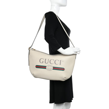 Gucci Grained Calfskin Logo Half Moon Hobo White 2 of 13