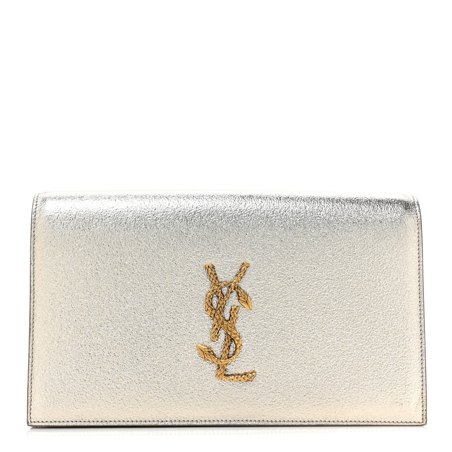 Saint Laurent Metallic Calfskin Medium Serpent Clutch Gold 1 of 15