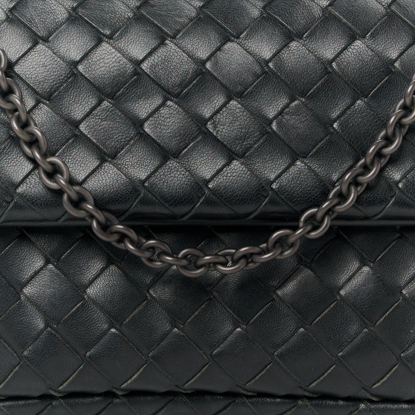 Nappa Intrecciato Small Chain Crossbody Black