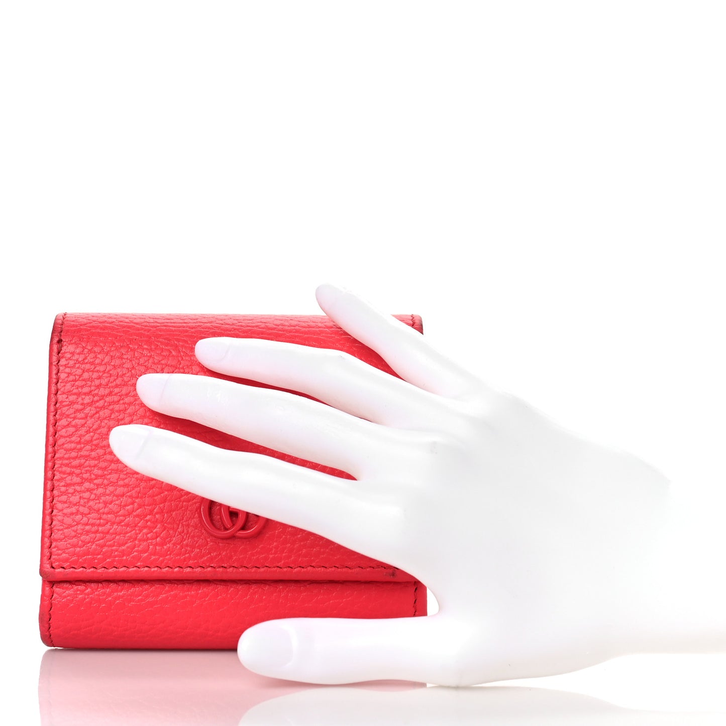 Dollar Calfskin Enamel Monochrome Medium GG Marmont Wallet Runway Coral