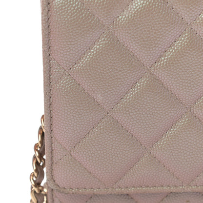Chanel Iridescent Caviar Quilted Wallet On Chain WOC Beige 21 of 23