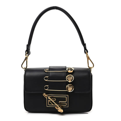 Fendi X VERSACE Vitello Seta Fendace Mini Brooch Baguette Black 1 of 7
