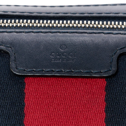 Gucci Monogram Selleria Calfskin Vintage Web Medium Boston Beige Blue 10 of 21