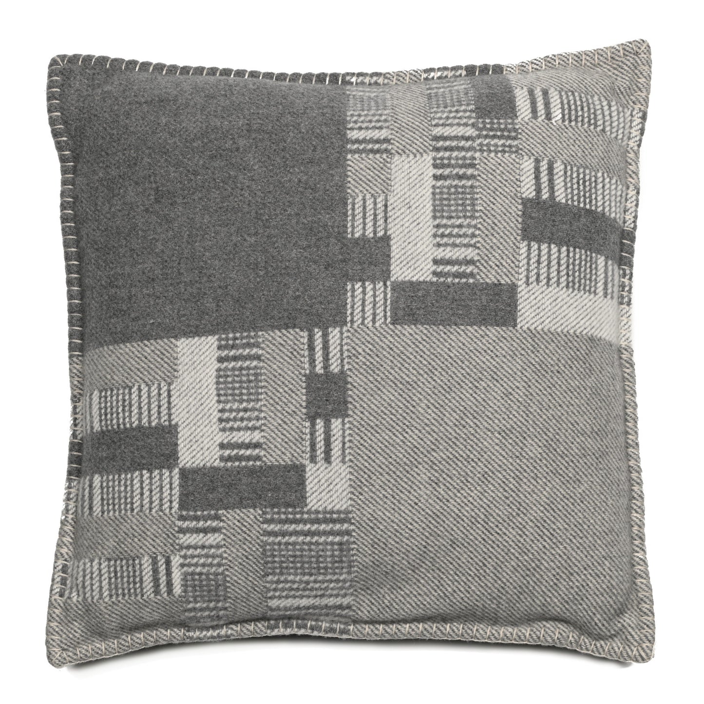 Wool Cashmere Avalon Paper Block Pillow Gris Acier