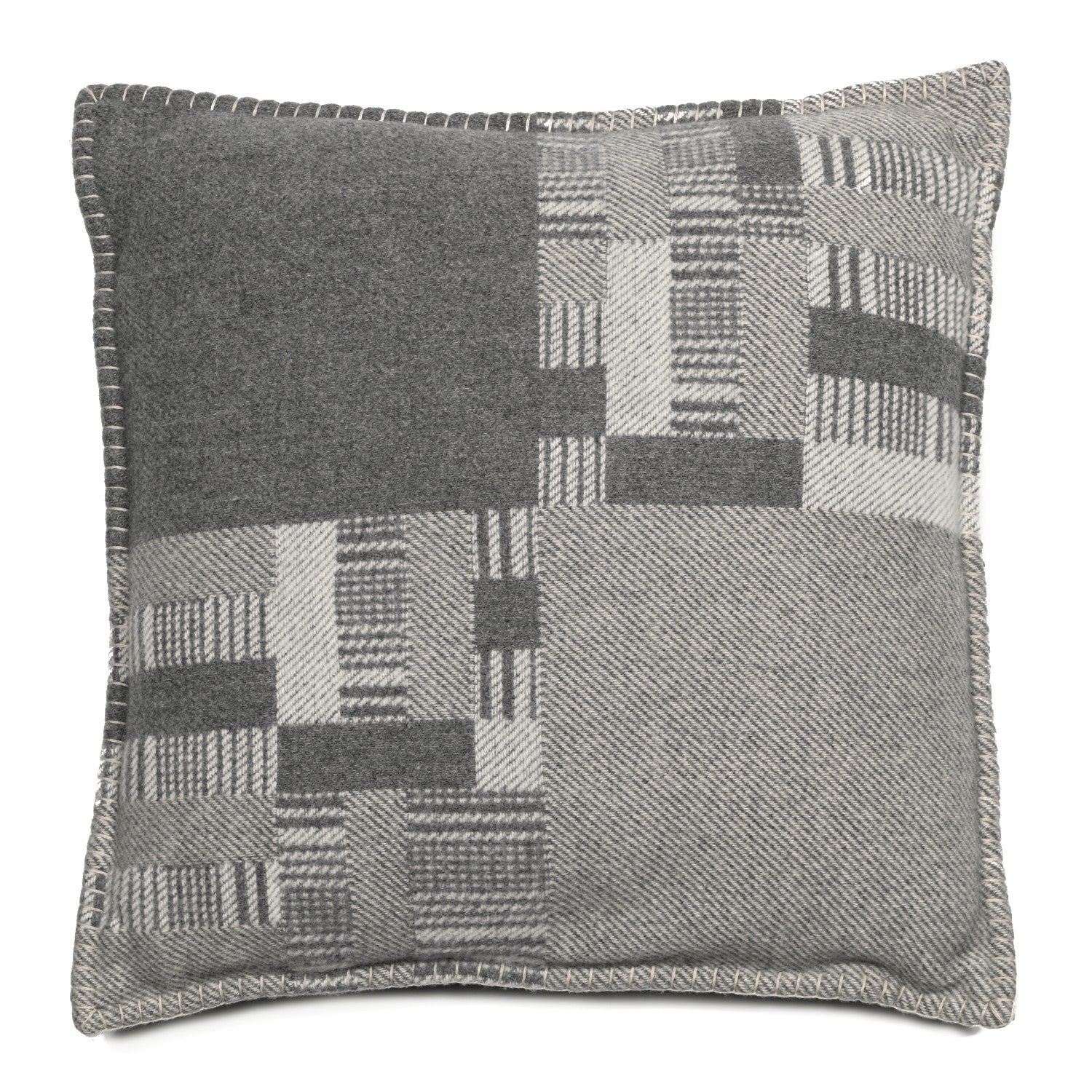 Hermes Wool Cashmere Avalon Paper Block Pillow Gris Acier 1 of 3