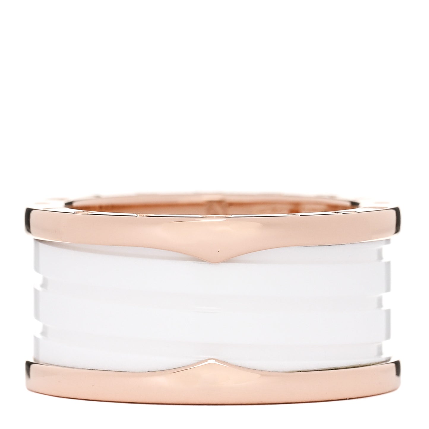 18K Rose Gold White Ceramic B.Zero1 Four-Band Ring 61 9.5