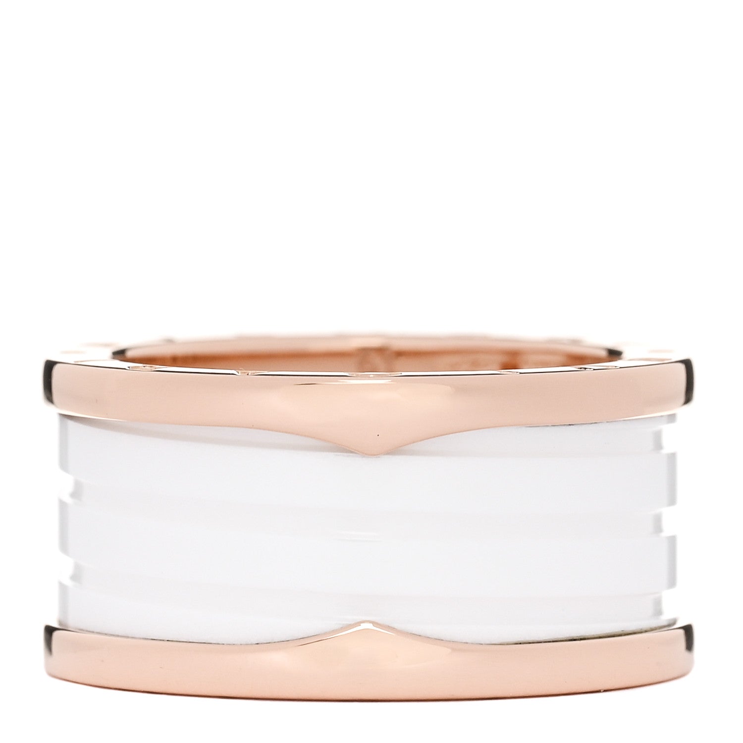Bulgari 18K Rose Gold White Ceramic B.Zero1 Four-Band Ring 61 9.5 3 of 5