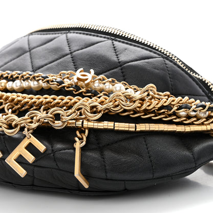 Chanel Lambskin Quilted All About Chains Waist Belt Bag Black 10 of 10