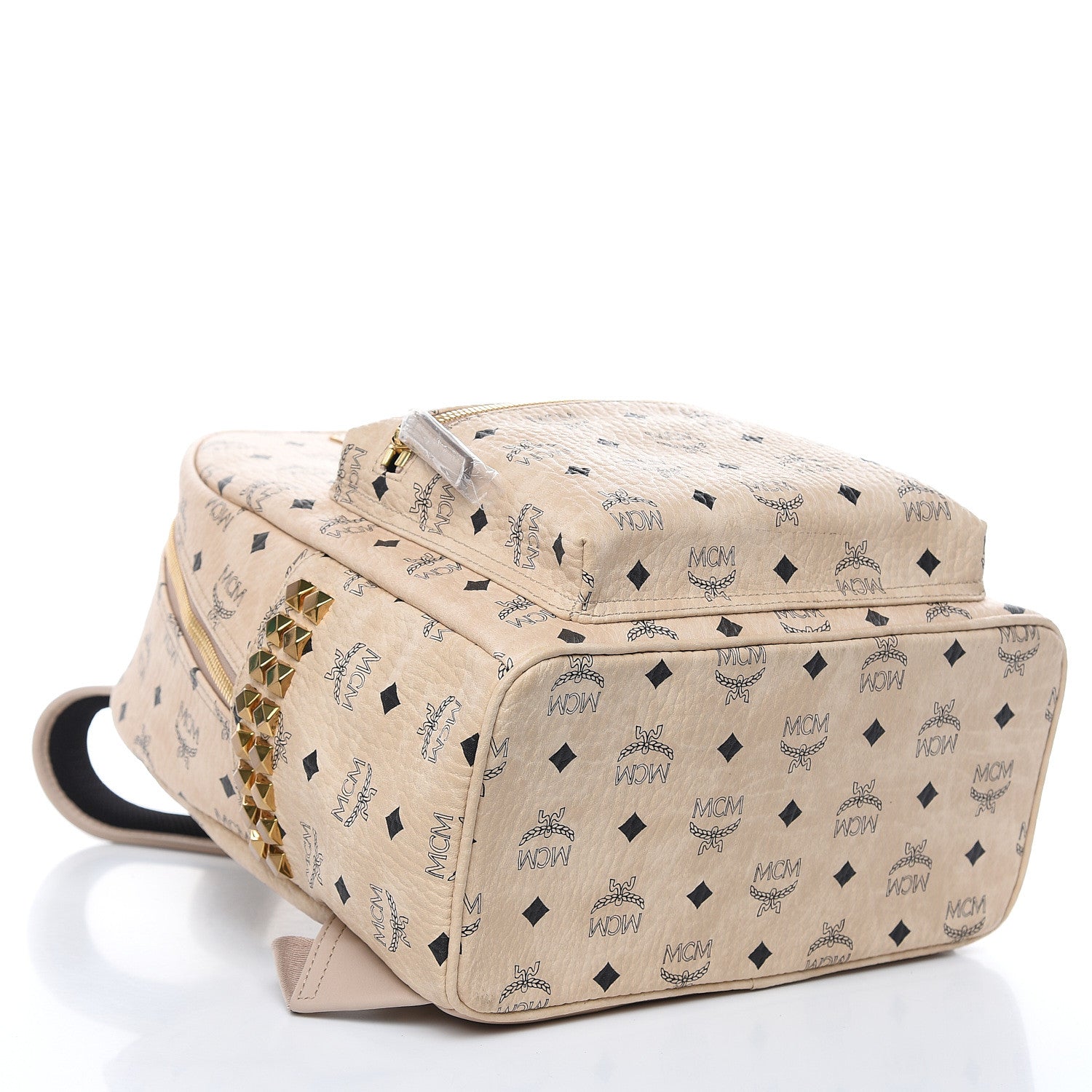 MCM Visetos Small Side Stud Stark Backpack Beige 4 of 9