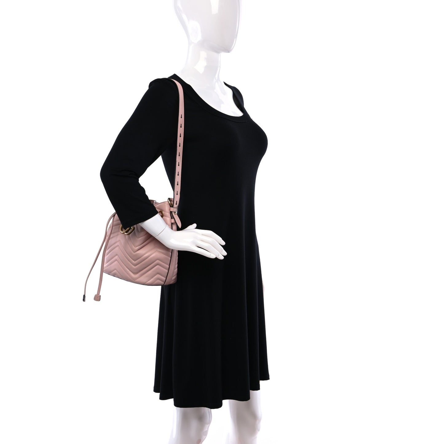 Calfskin Matelasse Sylvie Web GG Marmont Bucket Bag Perfect Pink