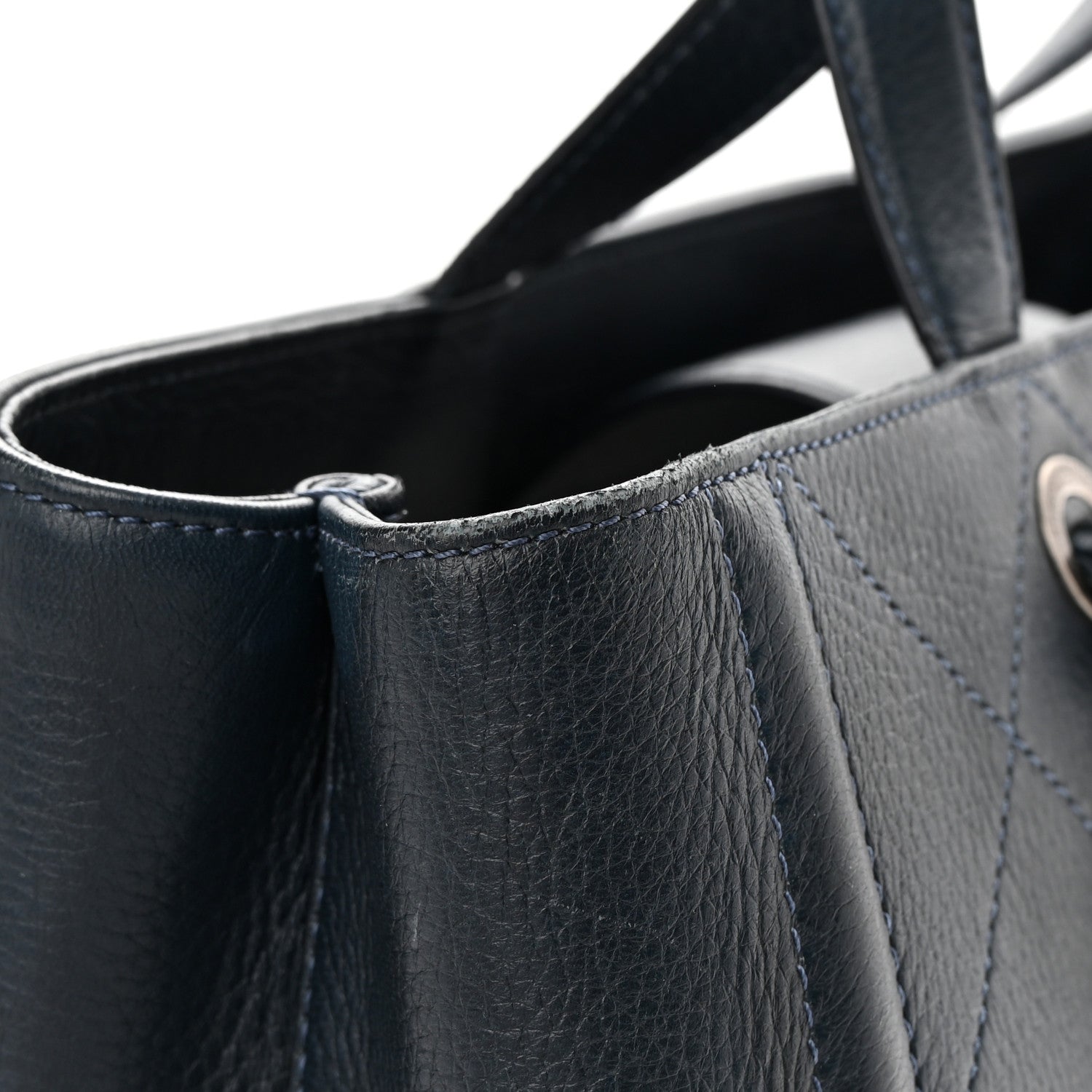 Chanel Deerskin Stitched Medium CC Shopping Tote Navy 21 of 24