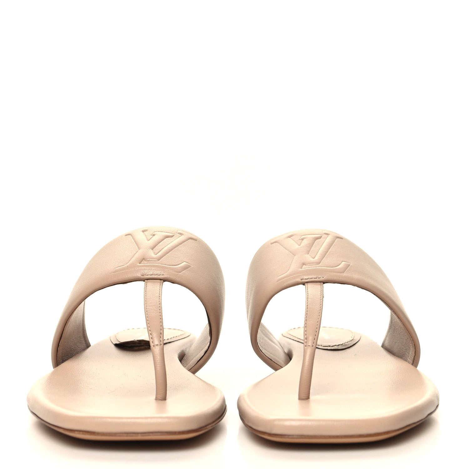Louis Vuitton Lambskin Embossed Monogram Drapy Flat Thong Sandal 36 Beige 2 of 8