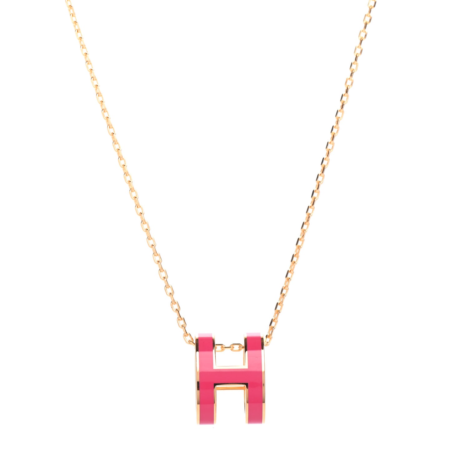Lacquered Gold Pop H Pendant Necklace Rose Extreme