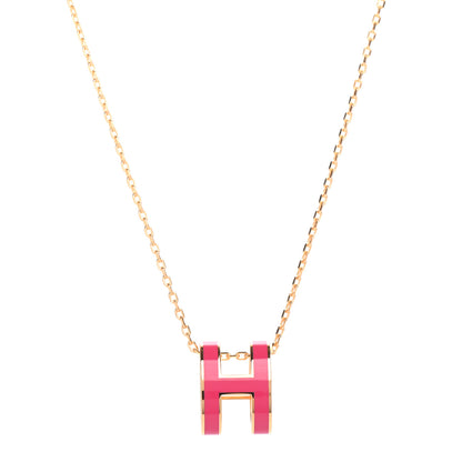 Hermes Lacquered Gold Pop H Pendant Necklace Rose Extreme 1 of 7