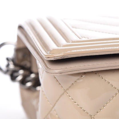 Chanel Patent Chevron Quilted New Medium Boy Flap Beige 8 of 15