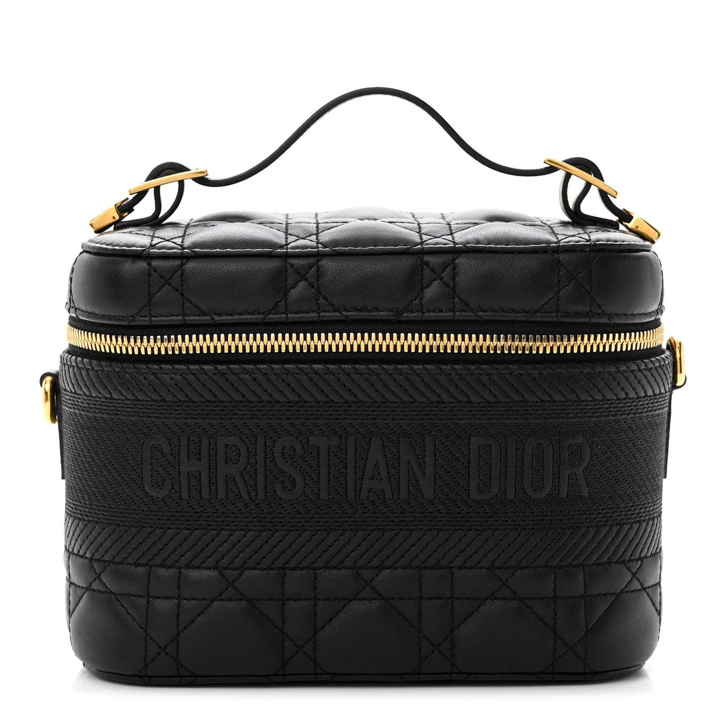 Lambskin Cannage Small Diortravel Vanity Case Black