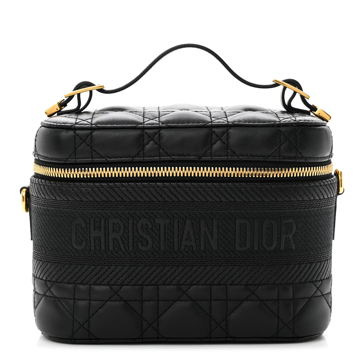 Christian Dior Lambskin Cannage Small Diortravel Vanity Case Black 1 of 7