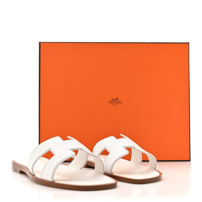 Hermes Box Calfskin Oran Sandals 35 White 9 of 9