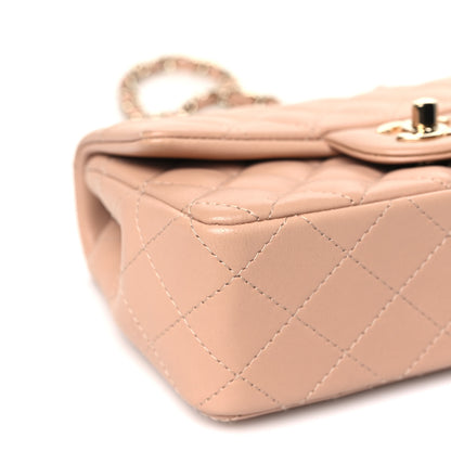 Chanel Lambskin Quilted Mini Rectangular Flap Beige 9 of 11