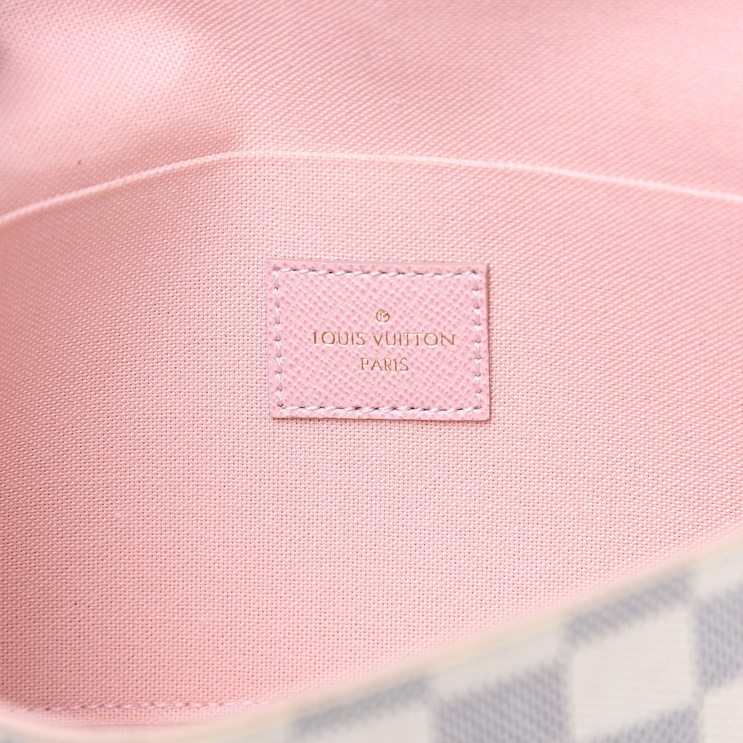 Damier Azur Pochette Felicie Chain Wallet Rose Ballerine