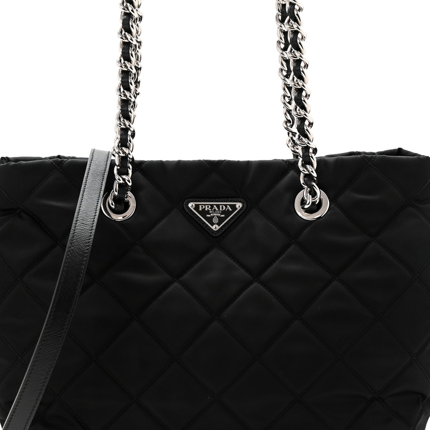 Nylon Tessuto Impuntu Quilted Tote Black