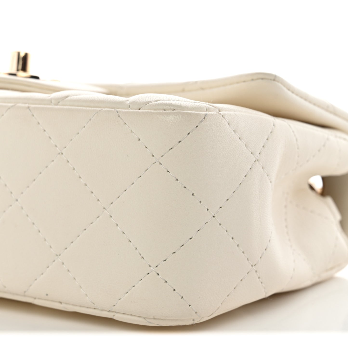 Lambskin Quilted Mini Rectangular Flap White