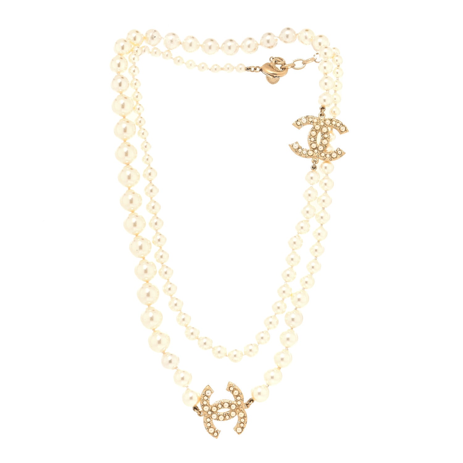 Chanel Pearl CC 100th Anniversary Long Necklace Light Gold 3 of 5