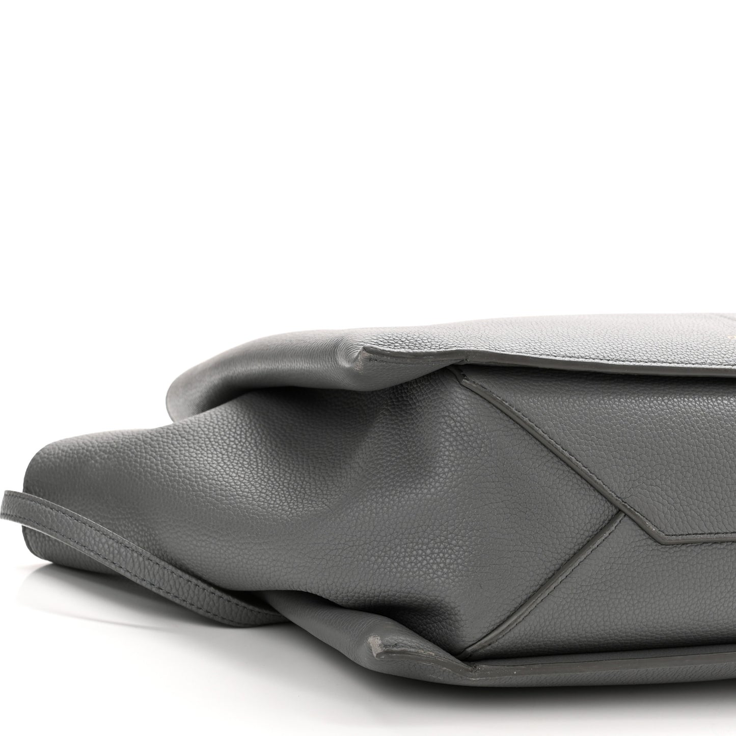 Baby Grained Calfskin Medium Tri-Fold Bag Grey