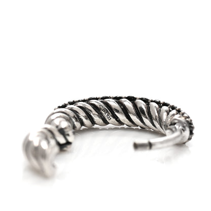 David Yurman Sterling Silver Black Diamond Petite Pave Huggie Hoop Earrings 4 of 6