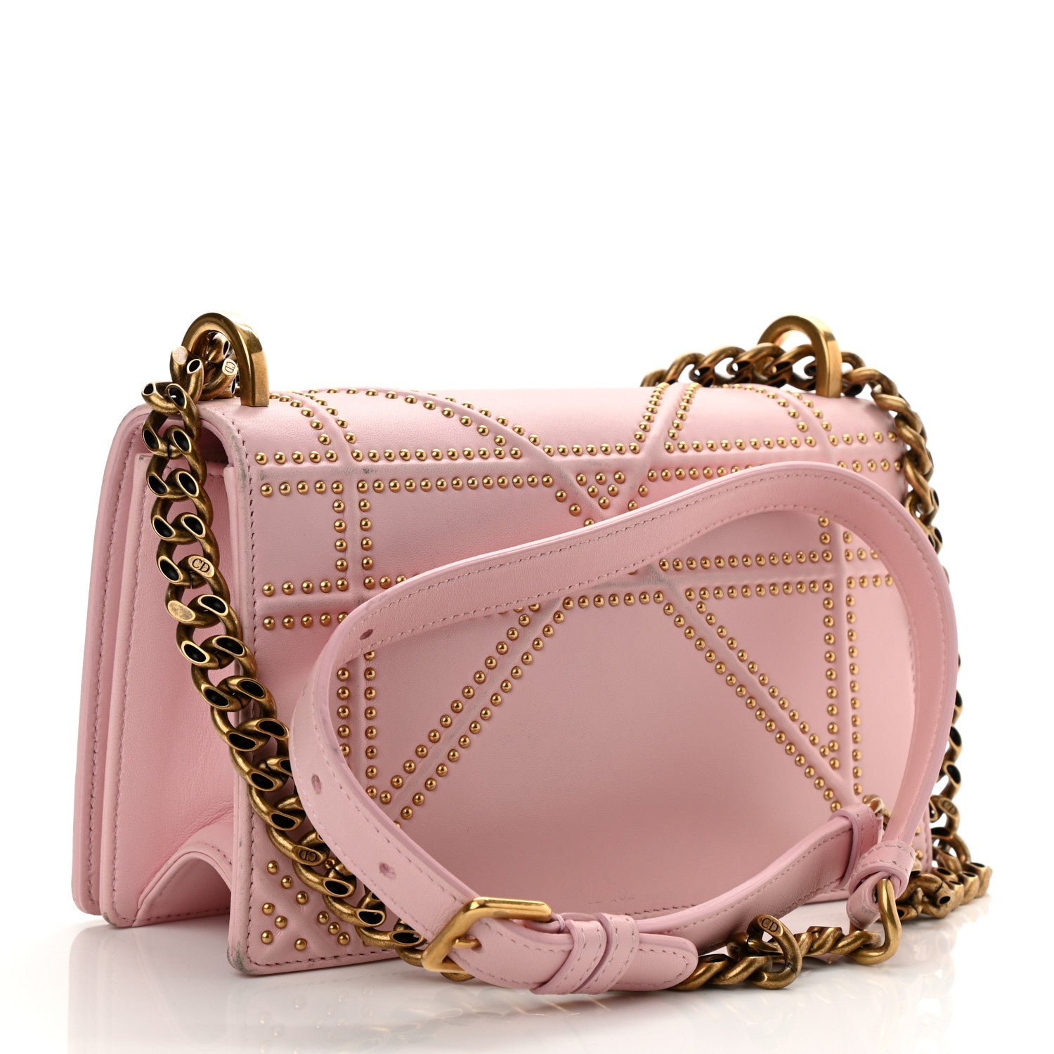 Christian Dior Lambskin Studded Small Diorama Flap Bag Pink 2 of 9