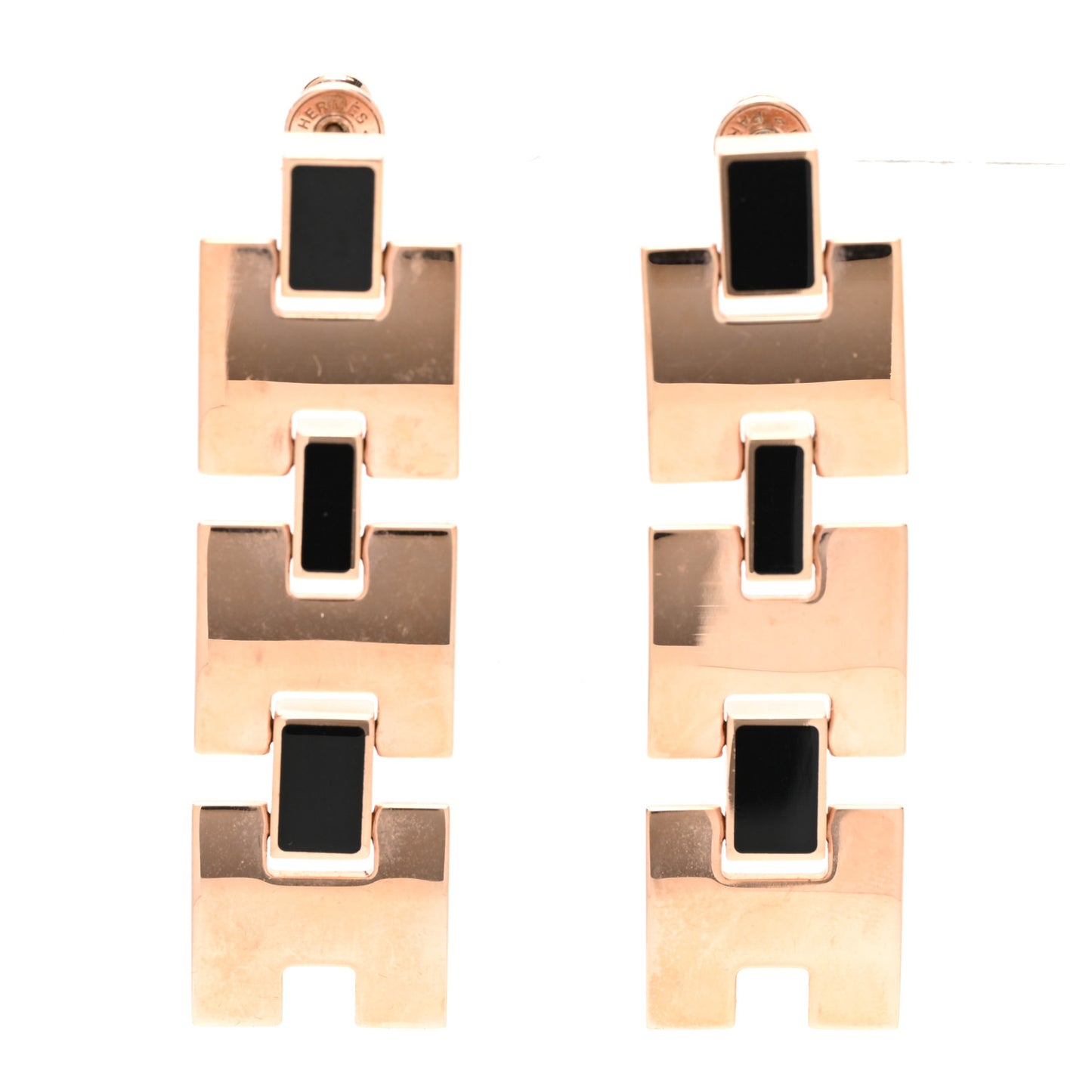 Gold Lacquer Eileen Drop Earrings Black