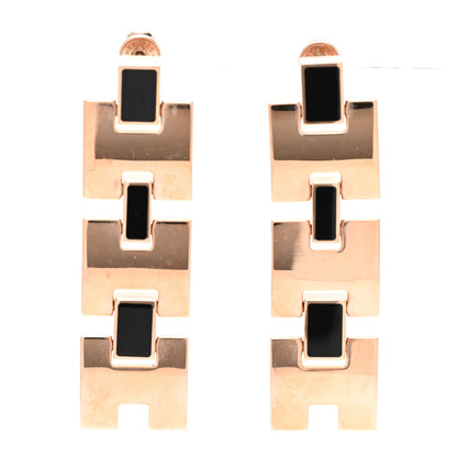 Hermes Gold Lacquer Eileen Drop Earrings Black 1 of 5